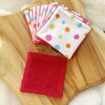 Lingettes lavables pois multicolores