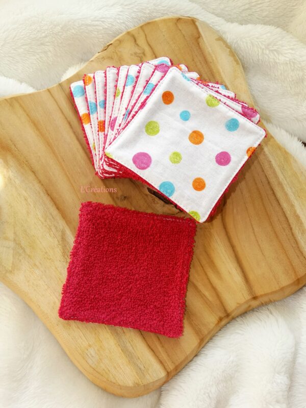 Lingettes lavables pois multicolores