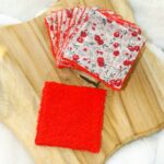 Lingettes lavables fleuris rouge