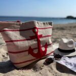Sac de plage rayé rouge