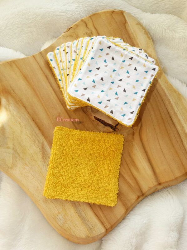 Lingettes lavables triangles éponge jaune