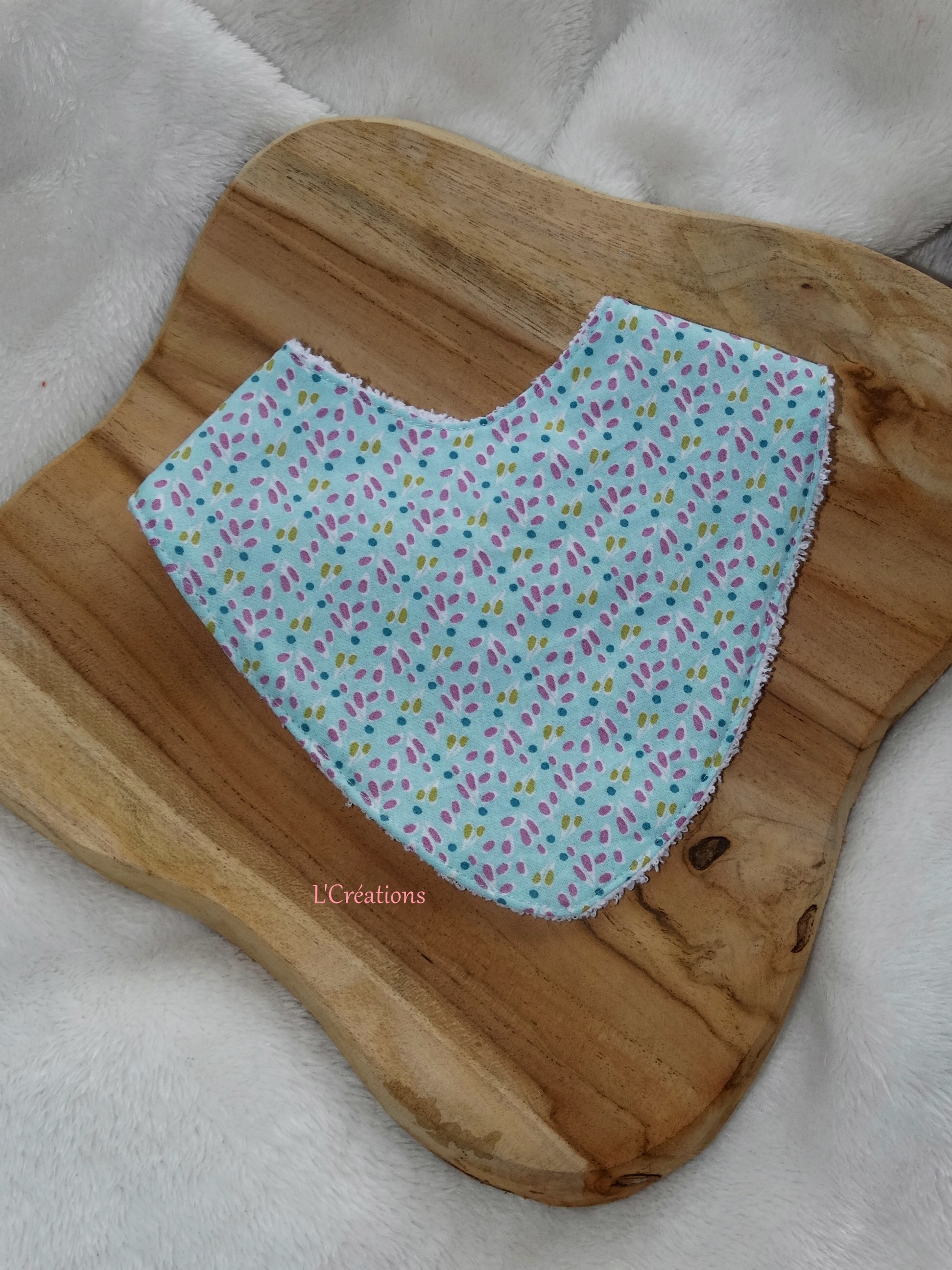 DSC02791 Bavoir Bandana Pois Rose et Jaune