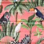 Coton Corail Animaux Jungle